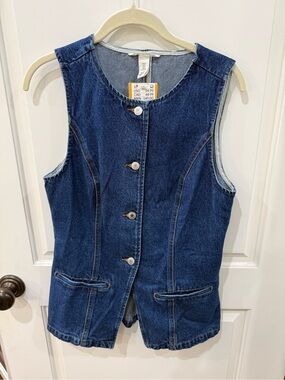 H&M Dark Denim Button Front Vest